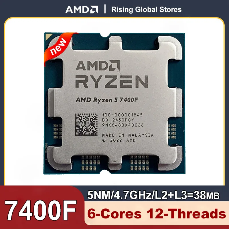 AMD Ryzen 5 7400F CPU 6 cores 12 threads 3.7GHz 5NM R5 7400F L3=32M Socket AM5 Processor For B650 B650M Motherboard cpu processor