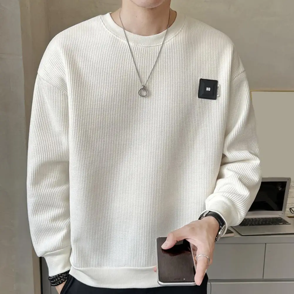 

Round Neck Sweatshirt Men's Thick Warm Sweatshirt Autumn Winter Casual Pullover Tops in Solid Colors O-neck Long Sleeve Loose