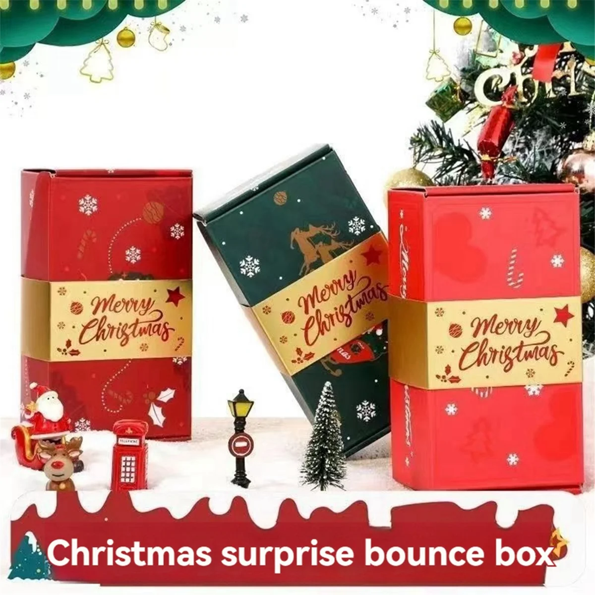 BAAU Surprise Gift Box Explosion, Merry Christmas Surprise Box Explosion Gift Box, Christmas Cash Explosion Green 20