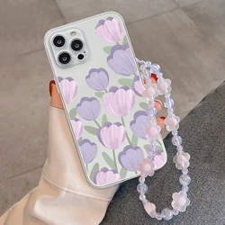 Custodia per telefono in silicone trasparente con charm a girasole colorato