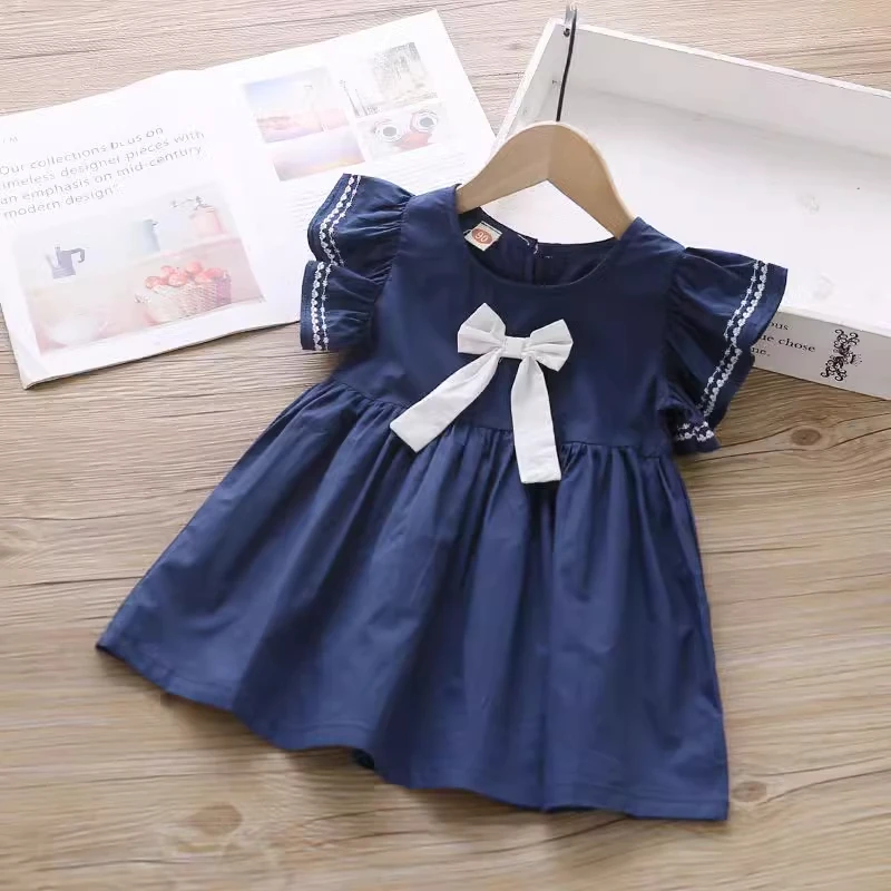 Girls Bow Petal Sleeve Dress 3