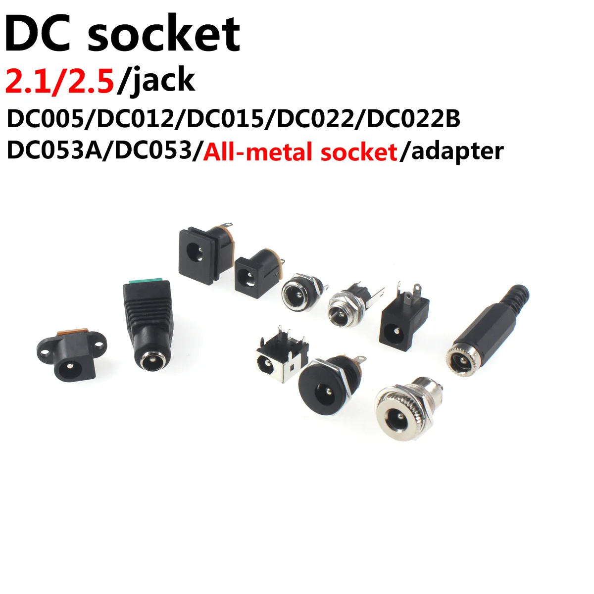 20Pcs DC Connector 5.5x2.1mm 2.5 Power Female Jack Charge Socket Plug Adapter DC-005 DC012 DC015 dc022 dc022b dc053 dc054 dc053a 100pcs lot for jbl charge 3 bluetooth speaker usb dock connector micro usb charging port socket power plug dock