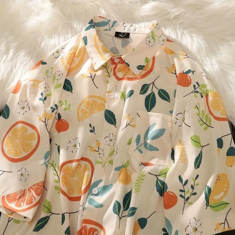 Sweet Fruit 3D Printed Shirt Men Women Casual Fashion Short Sleeves Shirts Button Lapel Streetwear Oversized Clothing No Pockets 3