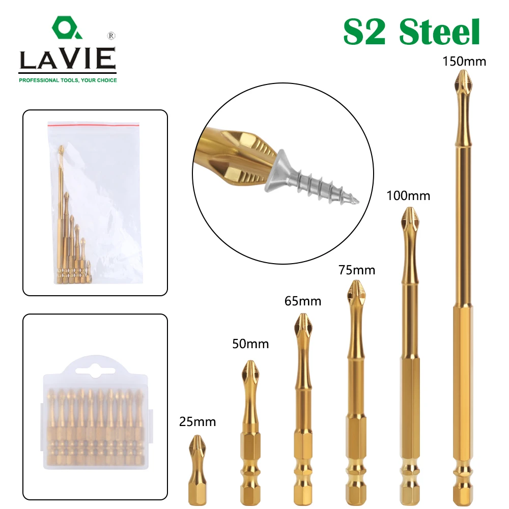 LAVIE 1PC Double Slot Bullet Head Anti Slip Gold Plated Titanium