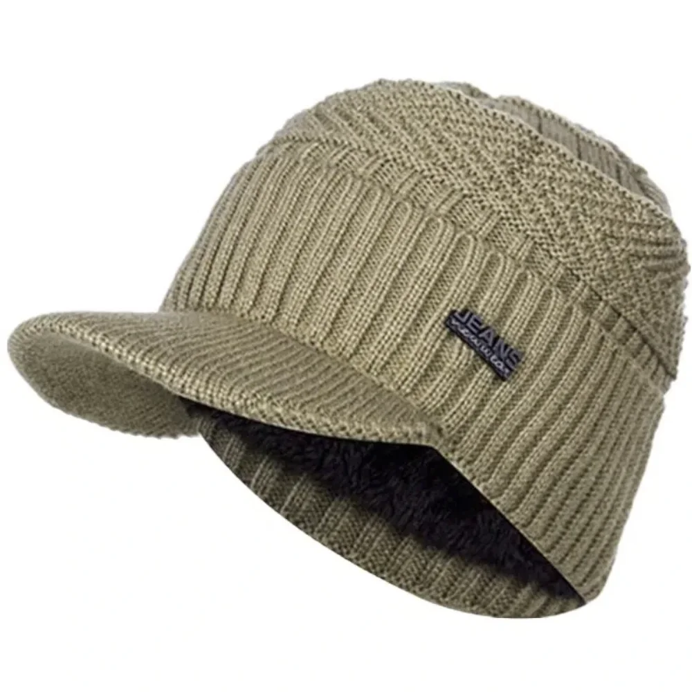 Heißer Verkauf Unisex Warme Wintermützen Plüschfell Gefütterte Warme Mütze Mit Krempe Outdoor Strickmützen Für Männer & Frauen – Detail 20