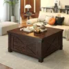 Farmhouse Coffee Table with Storage,Wood Center Table with Flip-Top Lids, Coffee Tables with Hinged Lift Top, Brown 3