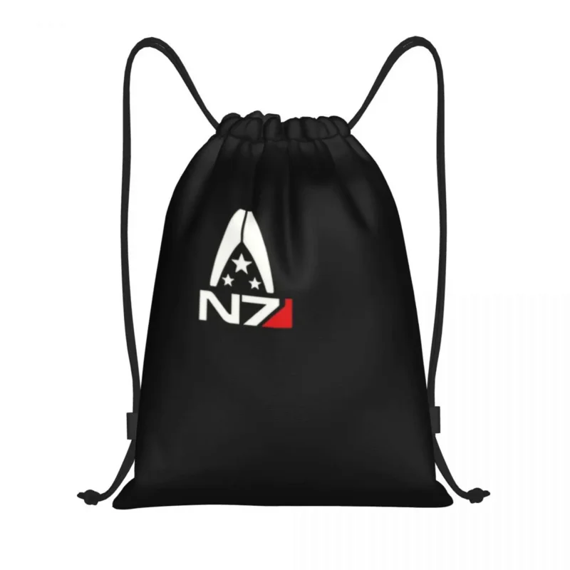 

Custom Mass Effect N7 Logo Drawstring Bags Men Women Lightweight Alliance Military Video Game Sports Gym Storage Backpack