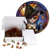 Mysterious Wooden Puzzle painted Black Cat Funny Toy Animal Wood Puzzles Smart Game Round Shaped Jigsaw Puzzle Best Gift For kid 6