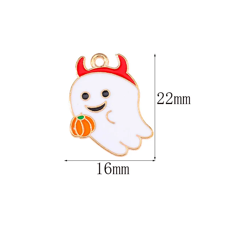 10 Stück mischen 45 Arten Cartoon Halloween Emaille Charms Kürbis Skelett Geist Fledermaus Katze Anhänger für DIY Schmuck machen Party Geschenke – Detail 9