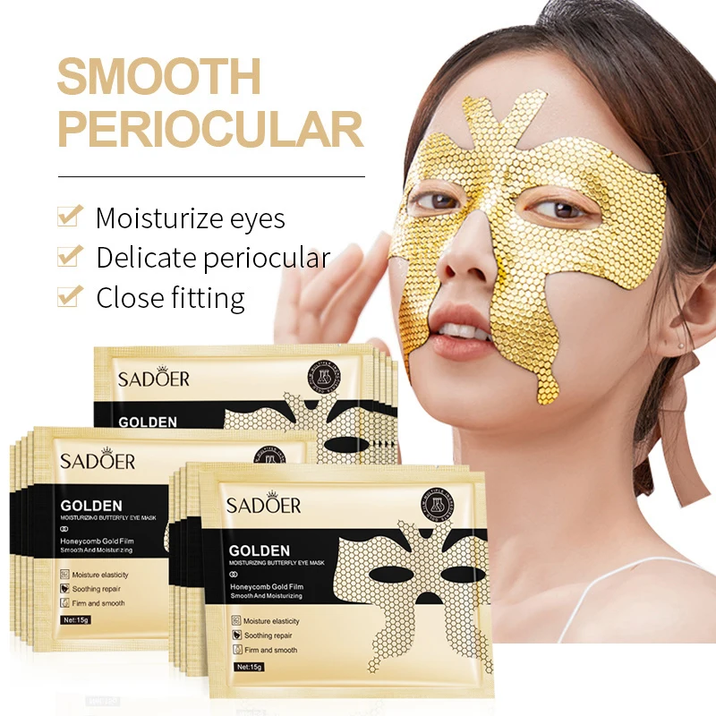 10pcs/set SADOER Golden Collagen Eye Mask Moisturizing Firming Smooth Anti Dark Circle Eye Pathes Eyes Masks Skin Care 3