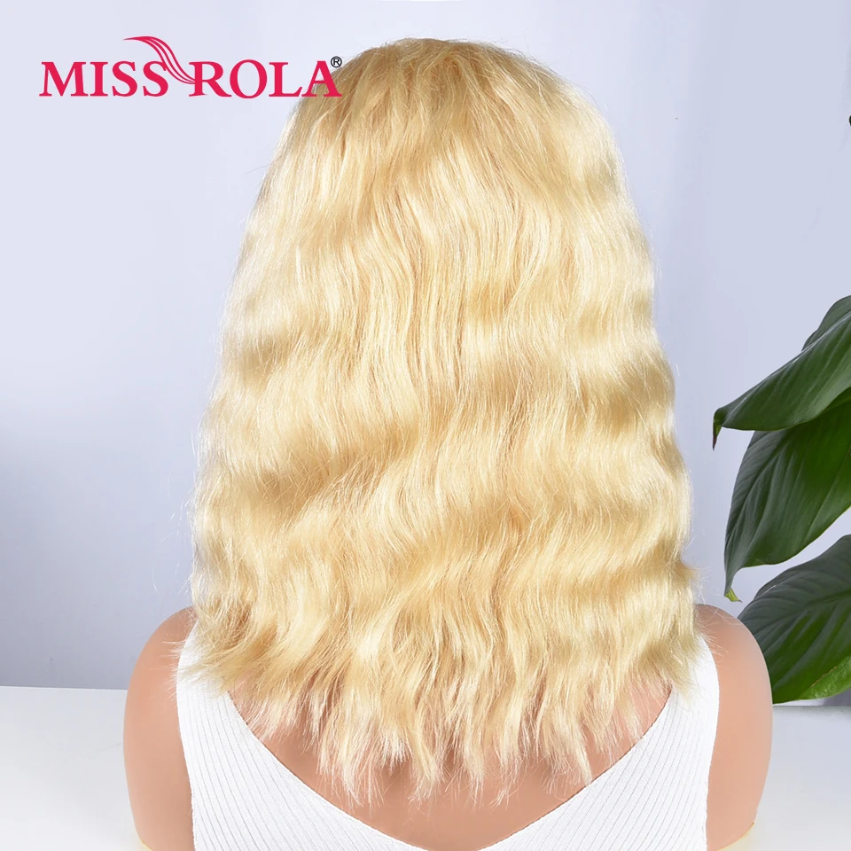 Miss Rola 613# Kinky Curly / Ocean Wave Bob Wigs Lace Part Human Hair Wigs Remy T Part Hair Wigs Pre Plucked 200% Density