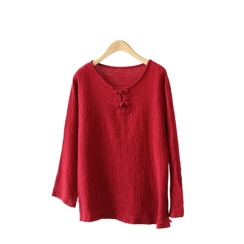 

Women Casual Button Tops 2024 Spring Summer Women Cotton Shirts Vintage Loose Soft Blouse t shirt ropa mujer clothes