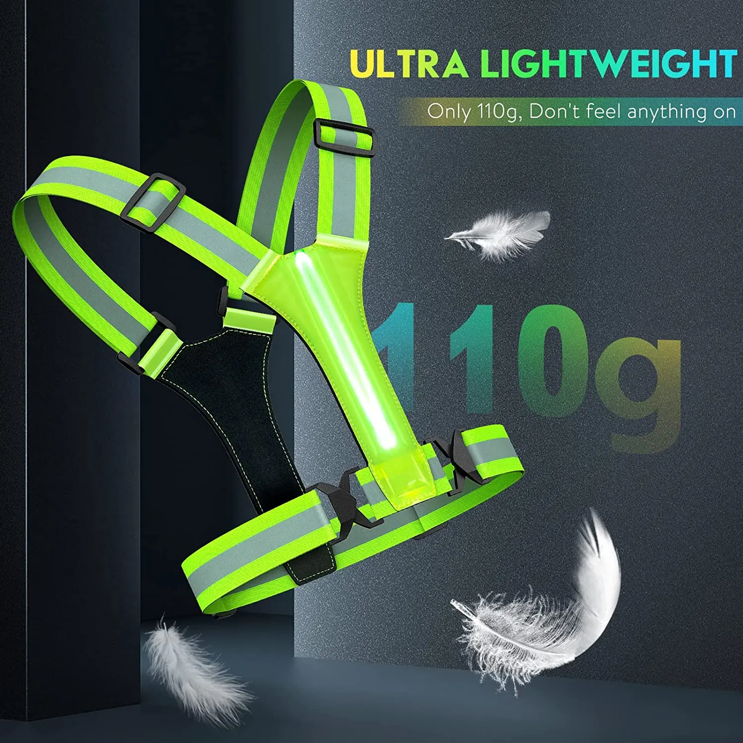 LED Reflective Safety Vest Cycling Electric Scooter Flashing USB Rechargeable LED Running Jogging reflective safety vest