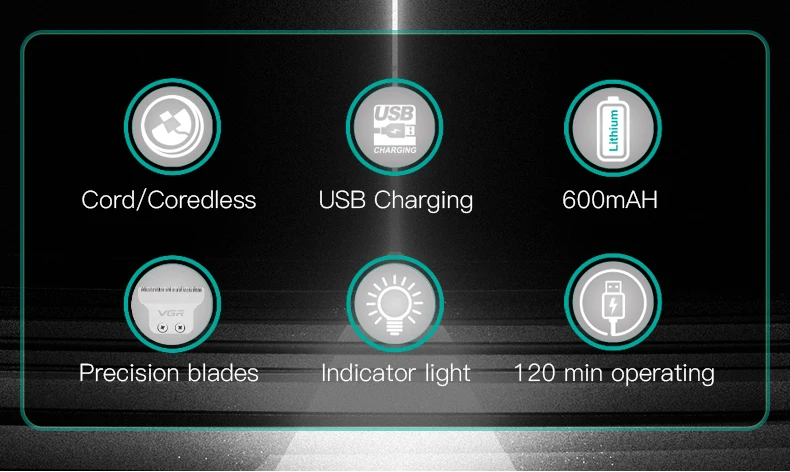 VGR Trimmer Elektrisk Frisör Sladdlös Hårklippning Hine Mini Haircut Kantklippare Cutter Clipper för män V-030_voghion.com