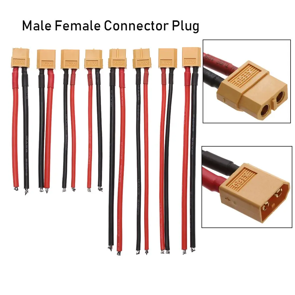 

Провода AWG, аксессуары для моделей, запчасти, Разъем XT60, штекер 10 см/15 см, разъемы для батарей, двойной удлинитель для кабеля «Мама/папа»