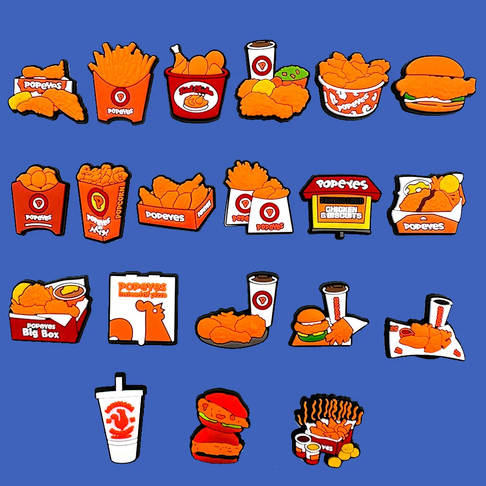 Popeyes Fried Chicken Food Drinking Shoe Croc Charms Per Zoccoli Sandali Decorazione Accessori Per Scarpe Charms Per Regali Di Amici
