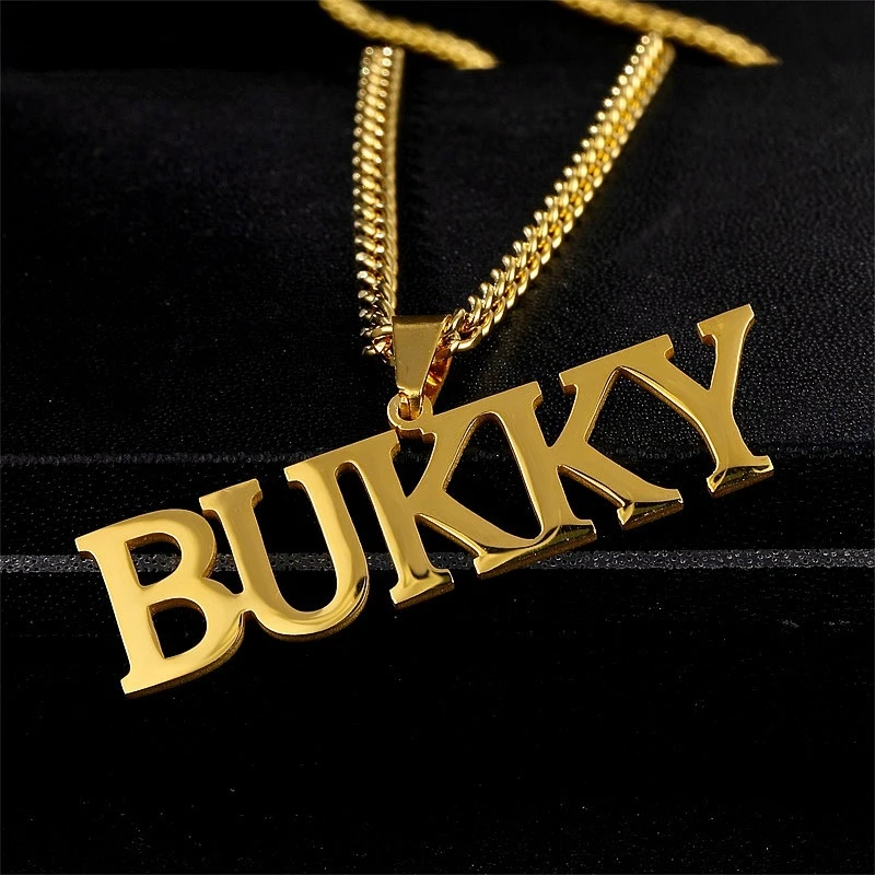 

Customized Name Necklaces Pendants for Men Women Personalized Custom Gold 3mm Cuban Chain Stainless Steel Nameplate Jewelry