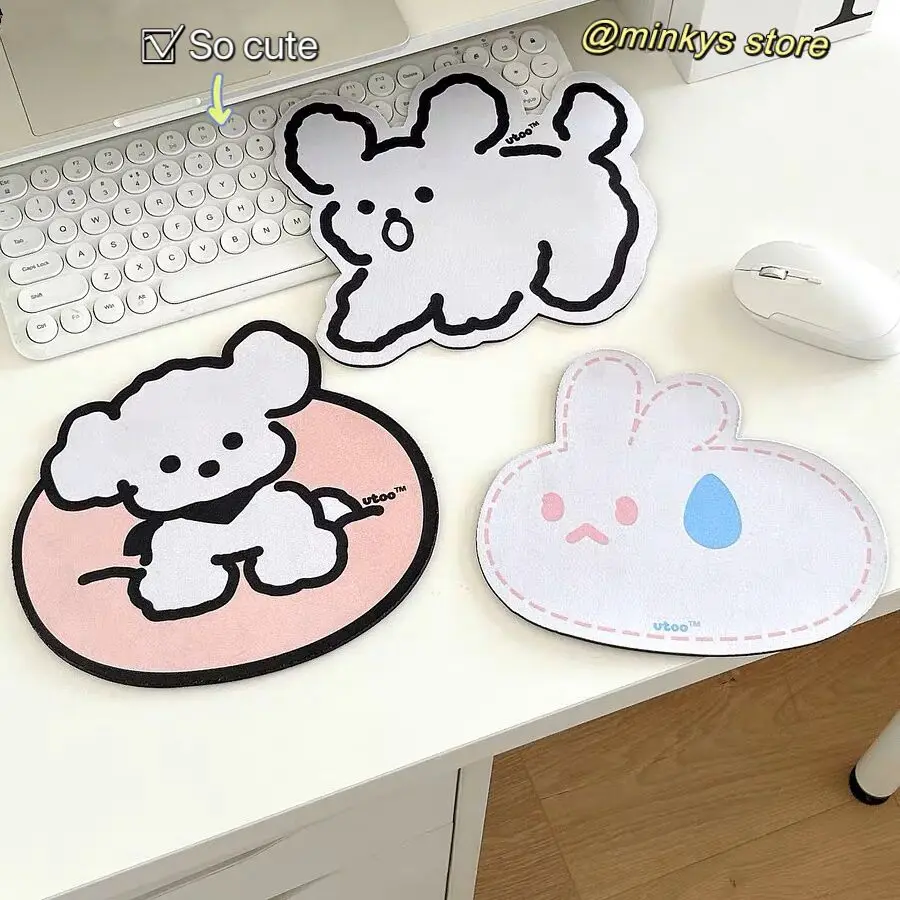 MINKYS 귀여운 설탕 토끼 미끄럼 방지 방수 책상 매트, 마우스 패드, 컴퓨터 마우스 패드 액세서리, 학교 사무실 문구