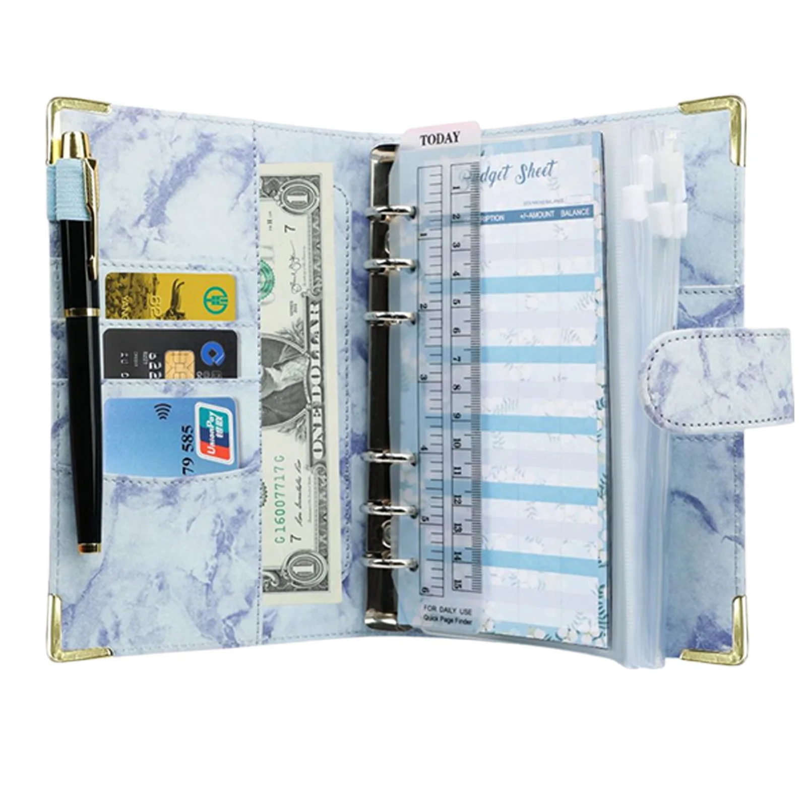 A5/A6 raccoglitore per Notebook marmorizzato in pelle PU Budget Planner 6 raccoglitore  ad anelli copertina