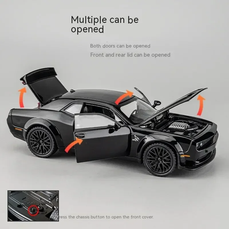 Dodge Challenger Hellcat Toy Car for 1: 32 Scale Die Cast Metel Cars Toy Pull Back Hellcat Model Cars with Sound and Light Hellc 3