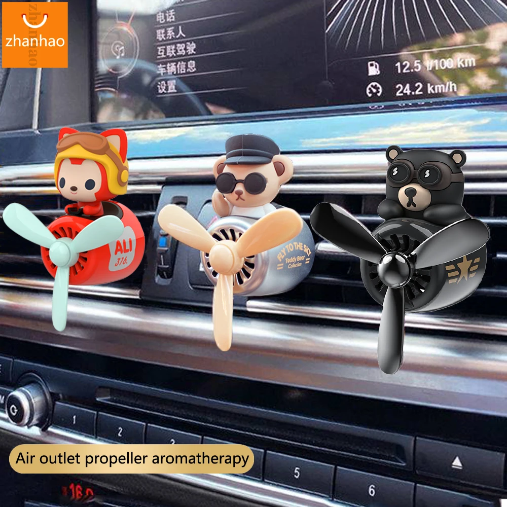 2 Pieces Car Air Fresheners, Cute Bear Pilot Car Diffuser, Propeller Air  Outlet Vent Fresheners, Car Perfume Suitable for Car Interior Decoration  (dog（A+B）)