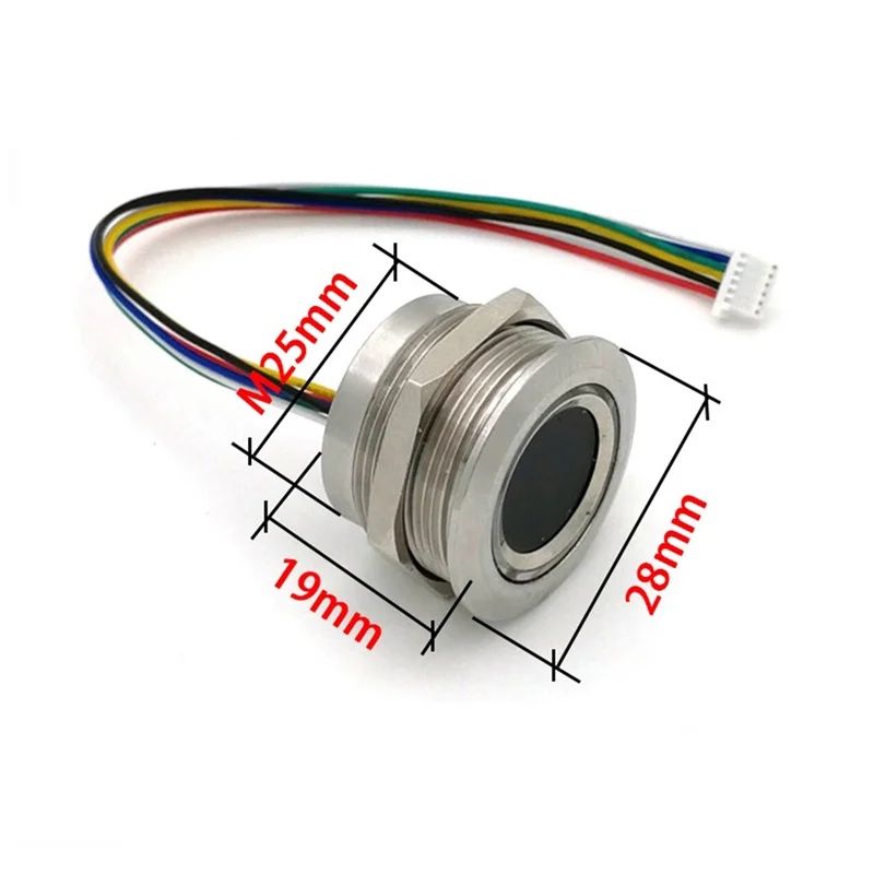 

R503 Circular Round RGB Ring Indicator LED Control DC3.3V MX1.0-6Pin Capacitive Fingerprint Module Sensor Scanner, 19Mm