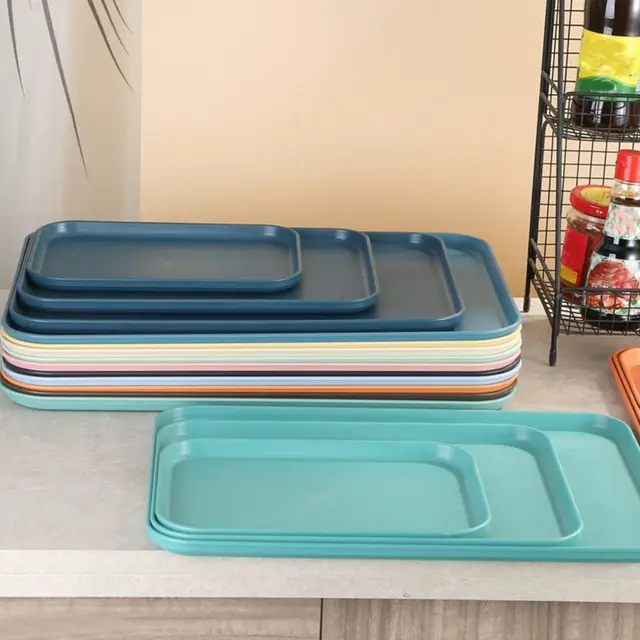 Multiple Colors Rectangular Plastic Pallet Tray Food Bread Pan Storage Tray Hotel Service Tray Dessert Pallet Hotel Service Tray 2