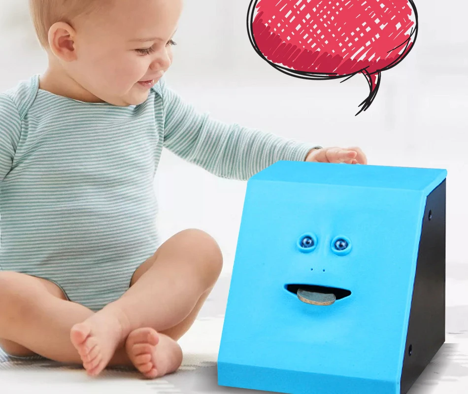 Plastic Face Bank Human Face Smart Sensor Piggy Bank Electric Coin Can Eat Money Face Piggy Bank