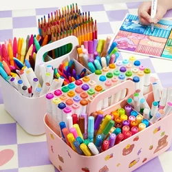 Desktop Stationary Organizer 5 Compartments Marker Organizer Caddies with Handle Big Capacity Art Supply Storage Holder