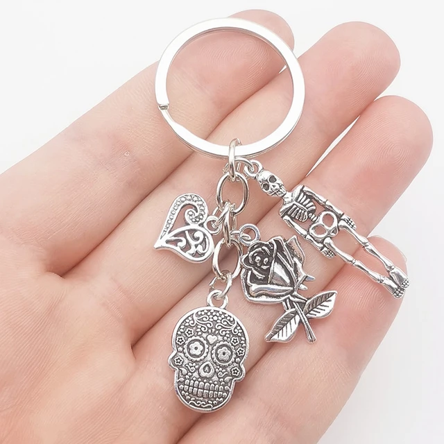  Black Skull Keychain Skeloten Goth Emo Punk Keyring