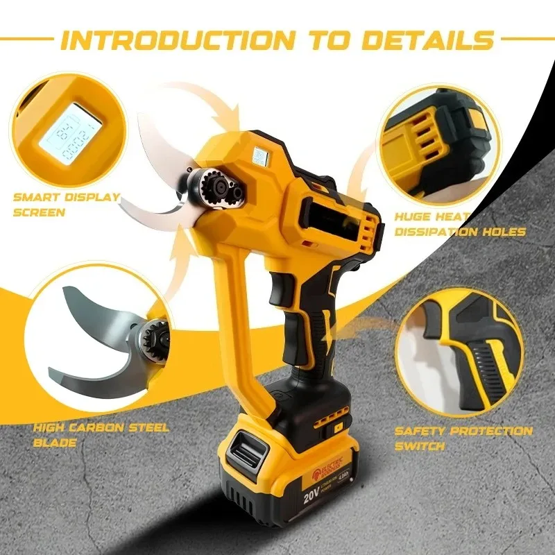 DEWALT 브러시리스 가지치기 가위 35mm 무선 전기 가지치기 가위 DEWALT 배터리용 고출력 커터 전동 공구