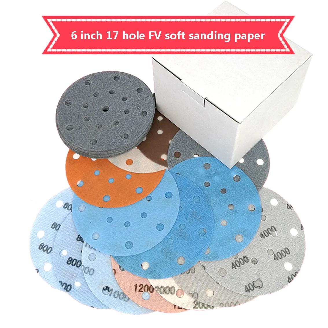 

1-30pcs 6 Inch 17 Holes 150MM FV Soft Abrasive Paper Fine Grinding car paint surface polishing 600 800 1000 1200-3000 4000 mesh