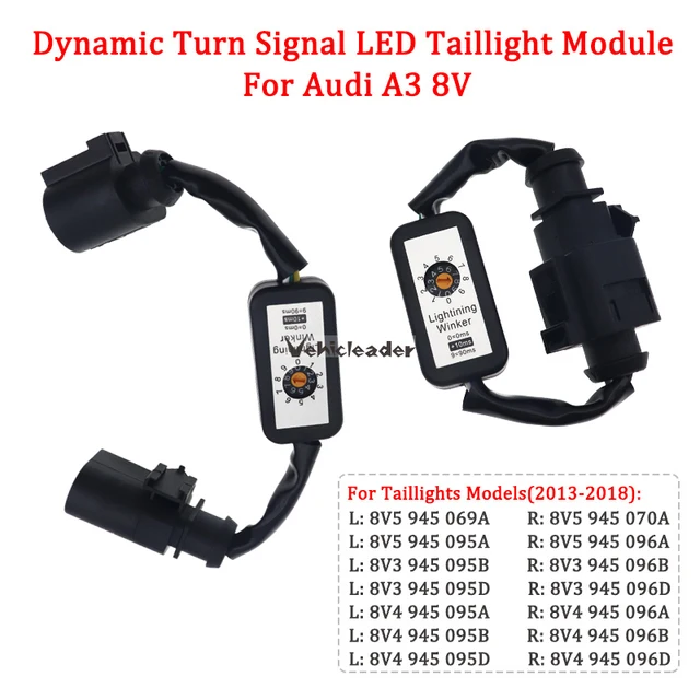 2Pcs Dynamic LED Taillight Add-On Module Cable Wire Harness Turn Signal Indicator Left & Right Black Tail Light For Audi A3 8V 2