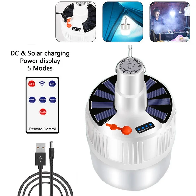 Description Picture 2 of itemPortable Lanterns Rechargeable Bulb Camping Solar Lighting Lamp Remote Control Emergency Light Outdoor Tente LED Light Bulb