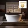 67" Acrylic Freestanding Bathtub Contemporary Soaking White Tub with Brushed Gold Overflow and Drain Easy clean easy maintenance 1