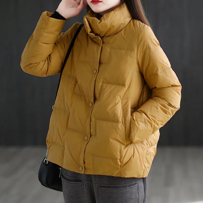 2023 New Women Down Cotton Coat Winter Jacket Female Short-length Loose Parkas  Stand Collar Outwear Lightweight Trend Overcoat