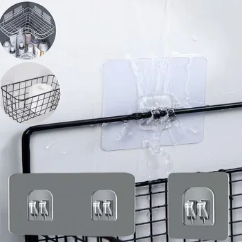 1-20 pezzi ganci autoadesivi trasparenti supporto per mensola gancio per cucina bagno portaoggetti da parete adesivi di fissaggio gadget 1