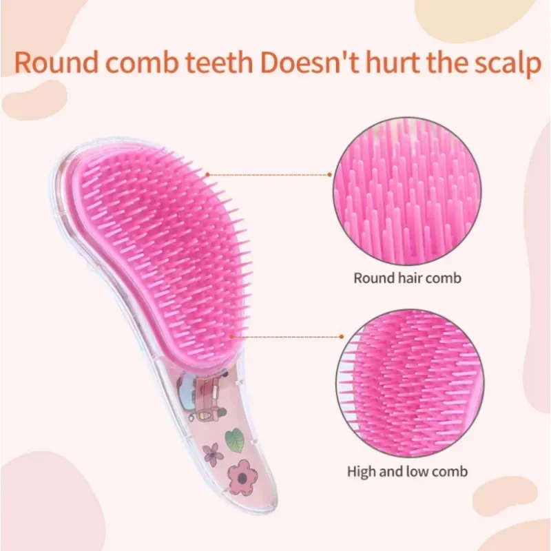 New Cute Hairdressing Comb for Kids Anti-knot Massage Flowing Bead Hair Comb Children Girls Dress Up Makeups Toy Gifts 4