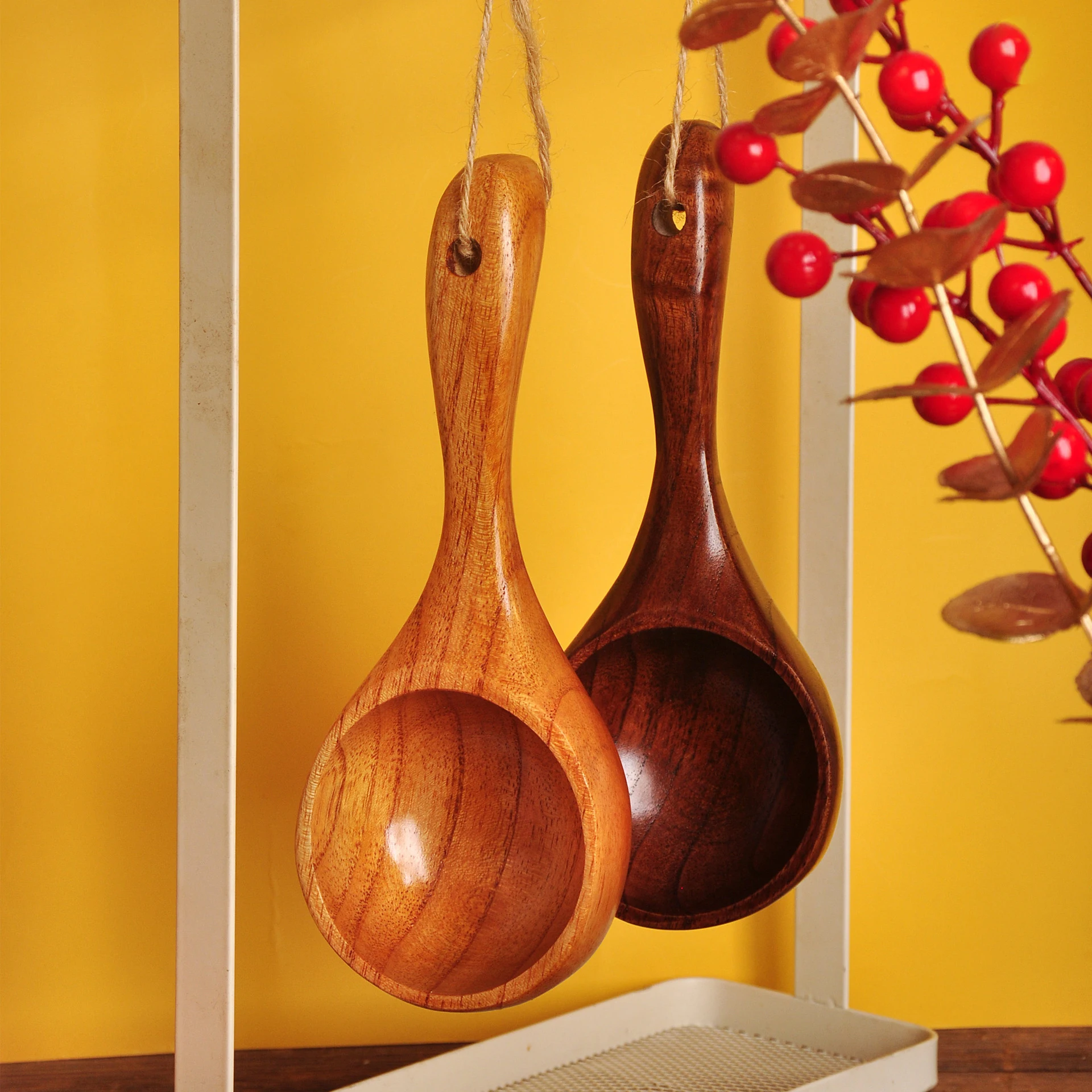 Creative Wooden Soup Spoon Large Capacity Anti-scalding Cooking Spoon Natural Wood Household Restaurant Noodle Ramen Soup