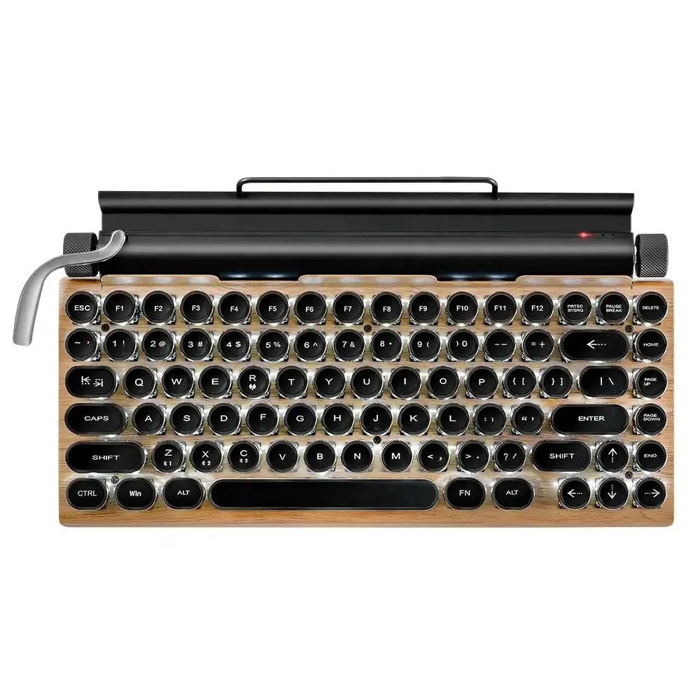 

2022 Retro Punk Keyboard Typewriter BT Mechanical Wireless Keyboard Punk Keycaps For Mobile Phone Tablet EXW Retro Punk Keyboard