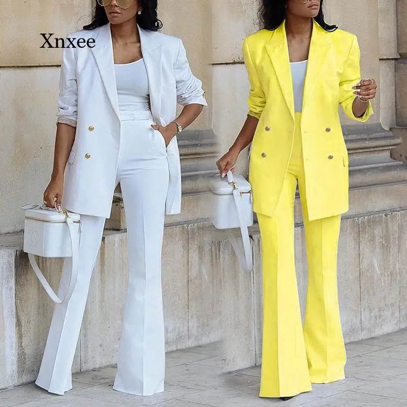 

Новинка осени 2022, однотонный Повседневный модный костюм с широкими штанинами, костюм из двух предметов