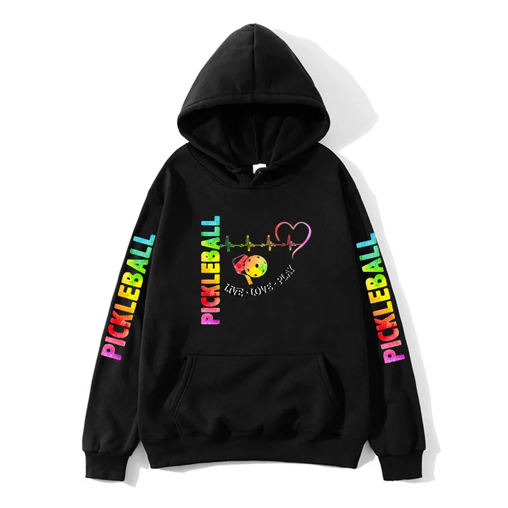 

Love Pickleball Hoodie Funny Heartbeat Lovers Sweatshirts Y2k Clothes Unisex Kids Long Sleeve Casual Girls Kawaii Clothing Boys