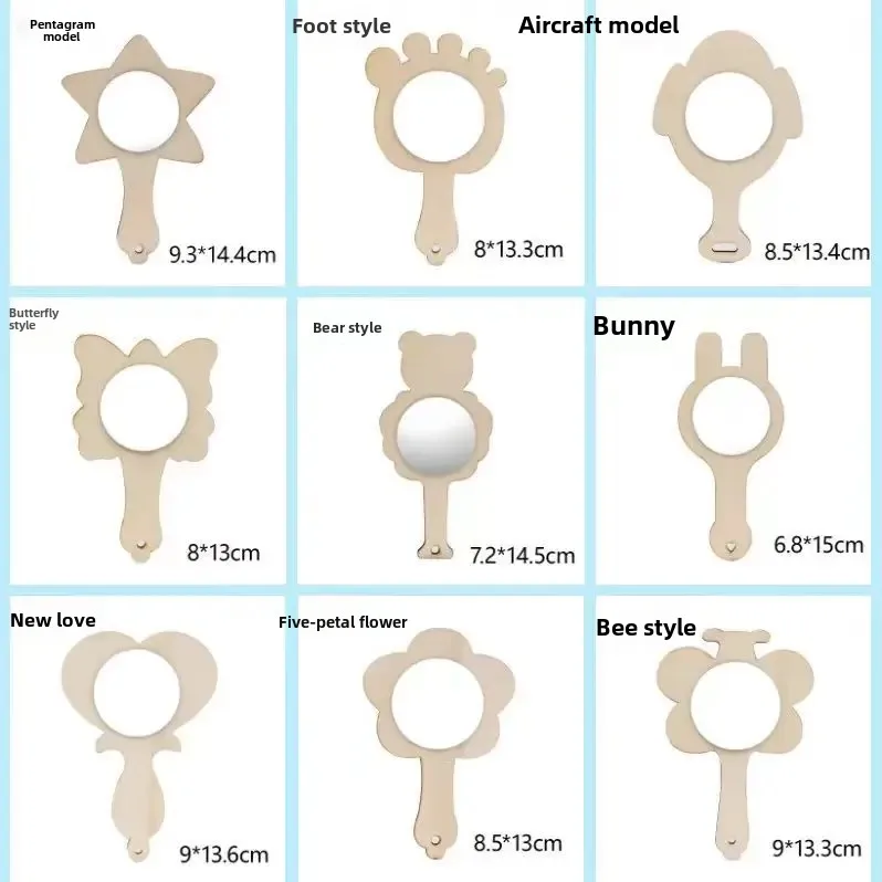 Wooden White Rabbit Craft Material Kit For Children's Toy Mini Mirror DIY Handmade Gift For Teacher's Day Nursery Students