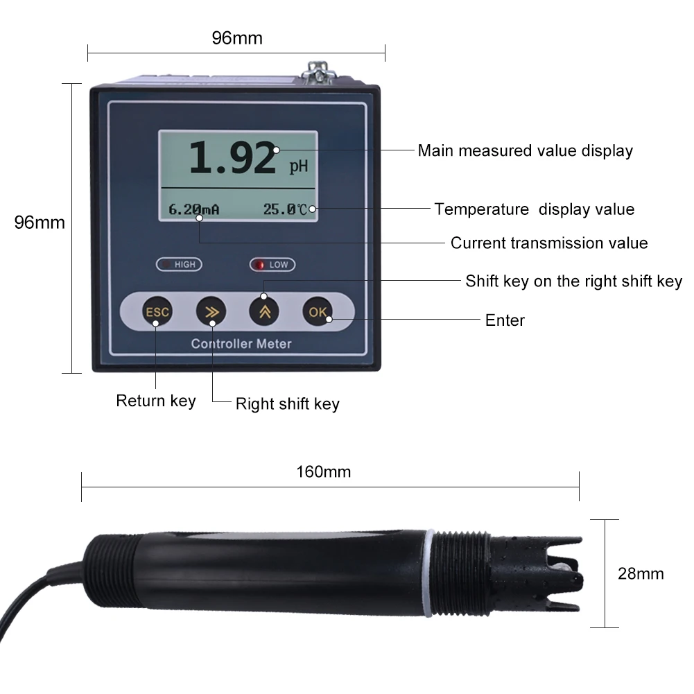 Original Online Industrial PH Controller ORP Meter Monitor Digital 0.02 PH 1MV U