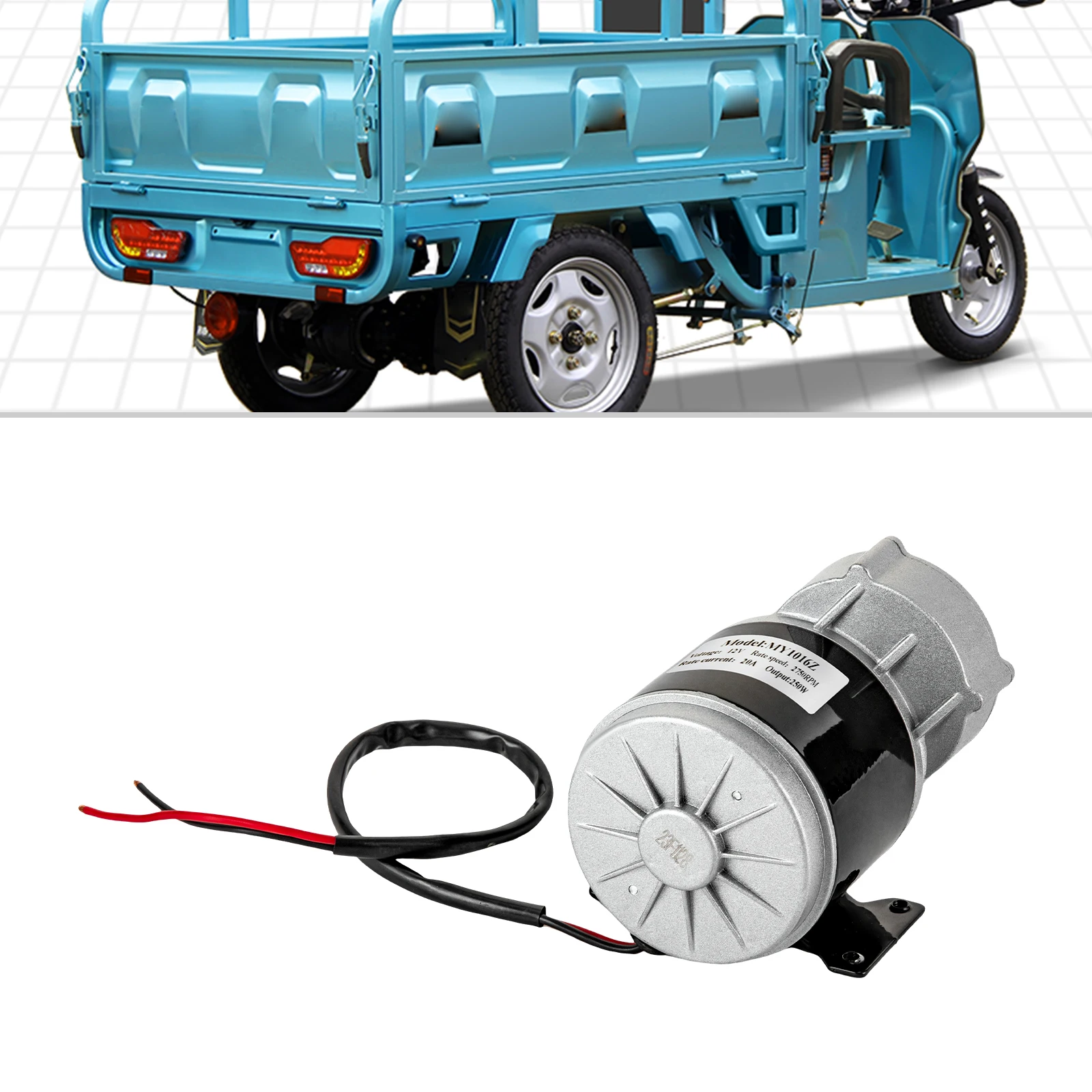 250W 12V Gear Reduction Electric Motor Brushed DC Motor Electric Bicycle Brushed Motor Reductor MY1016Z for Scooters & E-Bikes