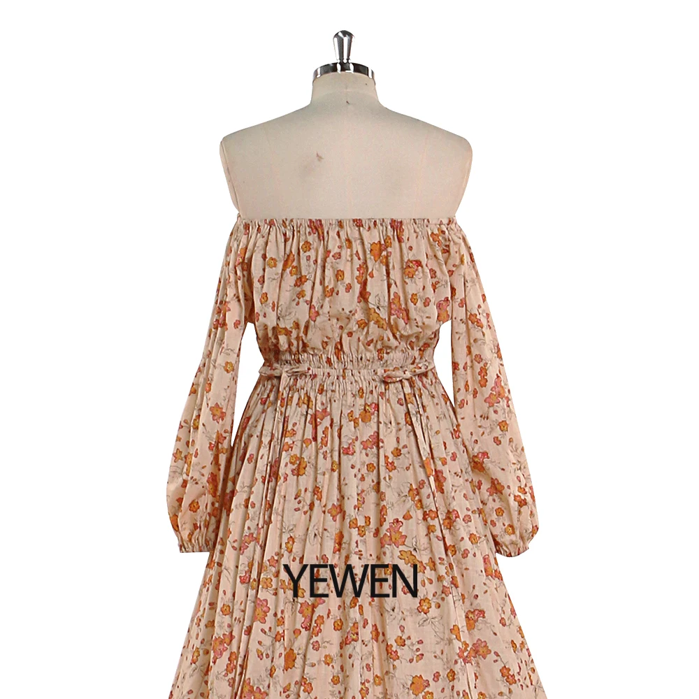 قبالة الكتف الأزهار القطن بوهو ملابس للحمل لالتقاط...