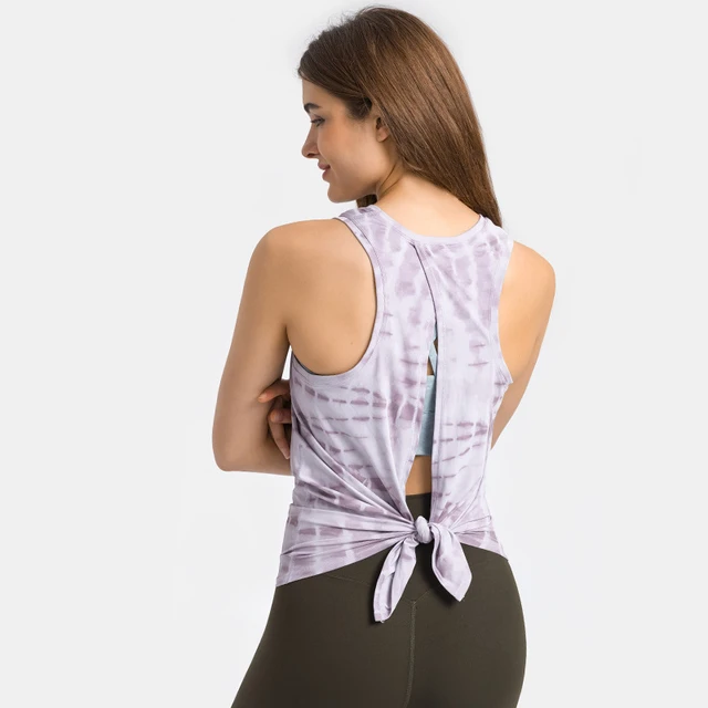 Cozy Soft Back Tie Up Yoga Workout Tank Tops Women Lightweight Tie