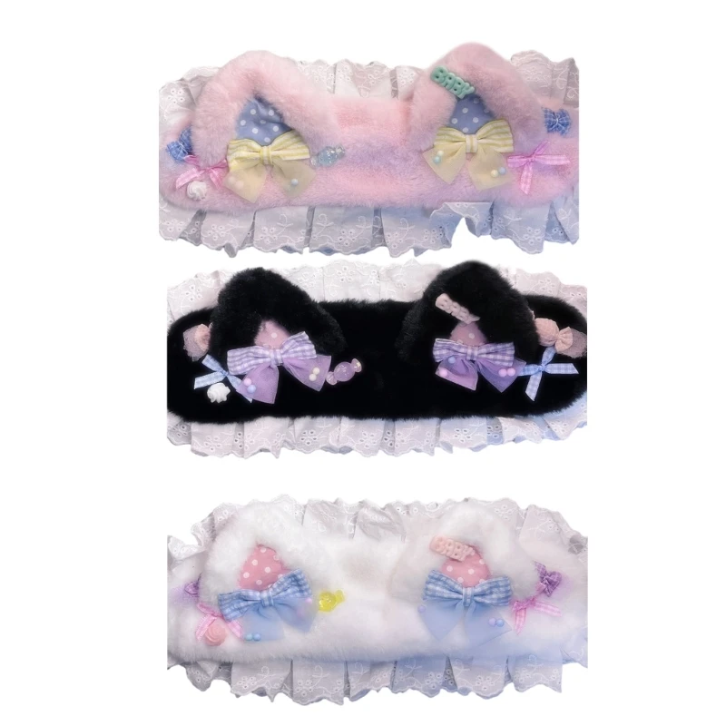 

Cat Ear Bowtie Hairband Teenagers Girl Anime Hairhoop Masquerade Ball Headwear