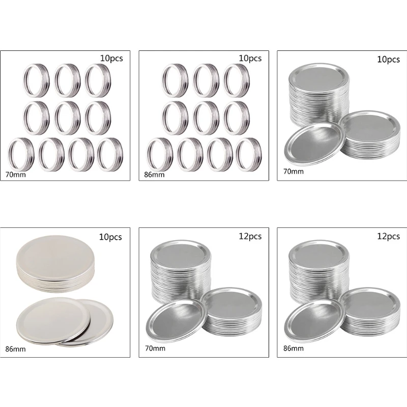 10 Pcs Regular Mouth Canning Lids for Mason Canning Jar Container Cover Bands