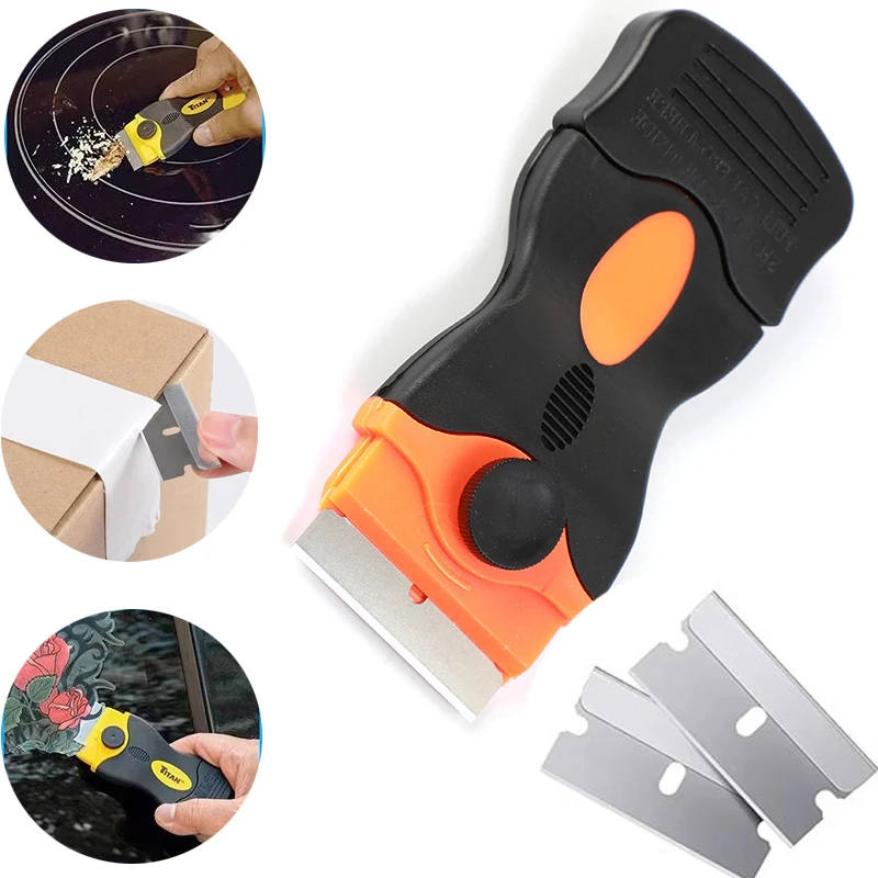 Glue Removal Blade Glass Oven Razor Scraper Plastic Handle Razor Scraper Spatula Car Film Tool Window Cleaning Blade Scraper
